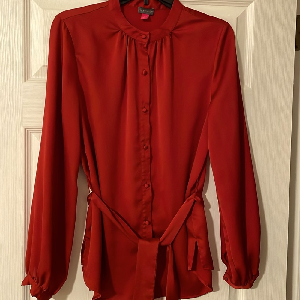 Vince Camuto Red Button-Up Blouse